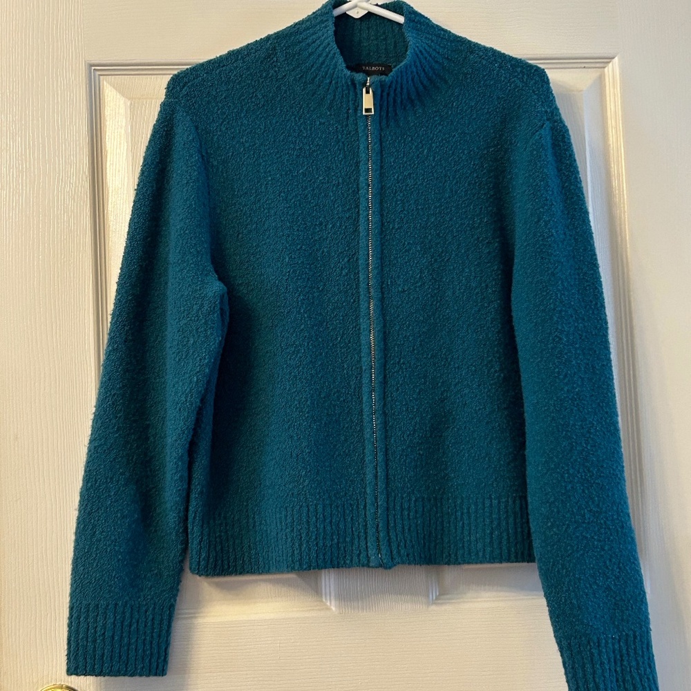 Talbots boucle zip up sweater, size L